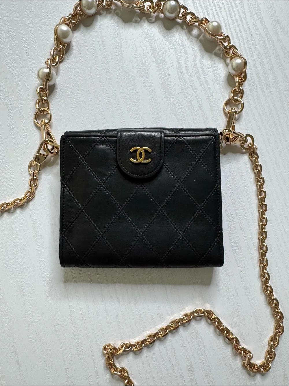 Authentic Vintage Chanel CC Wallet on Chain Black Quilted Leather Crossbody Bag - Picture 12 of 16